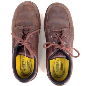 KEEN Utility Mens San Jose Oxford Alum Toe Brown Leather Safety Shoes 11 EE WIDE